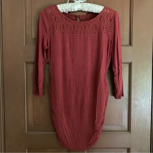 Motherhood Maternity Lace Neck 3/4 Sleeve